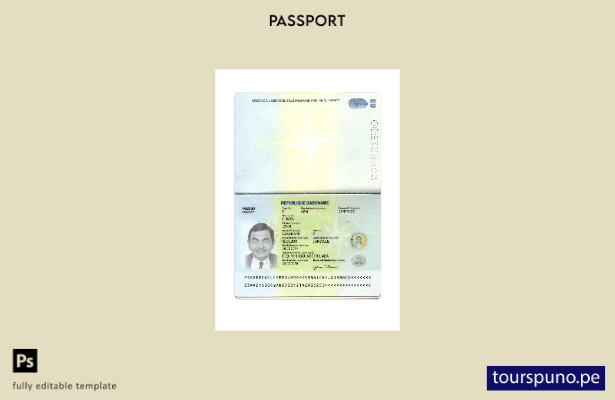 Plantilla de pasaporte gabonesa lista para imprimir